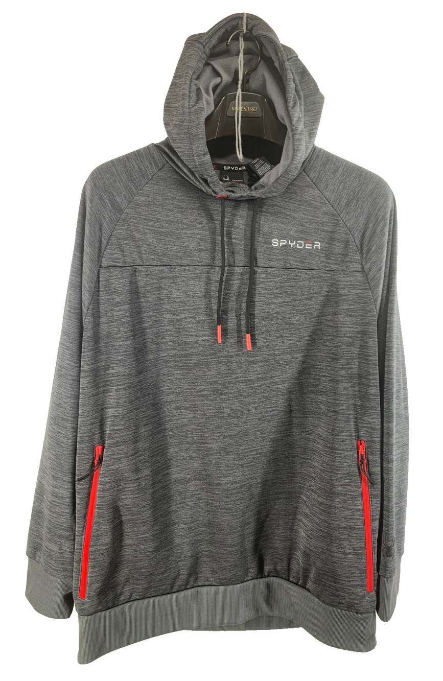 Spyder Active‎ Sweater Gray Men XL Hoodie Lightweight Pullover Spellout Pockets